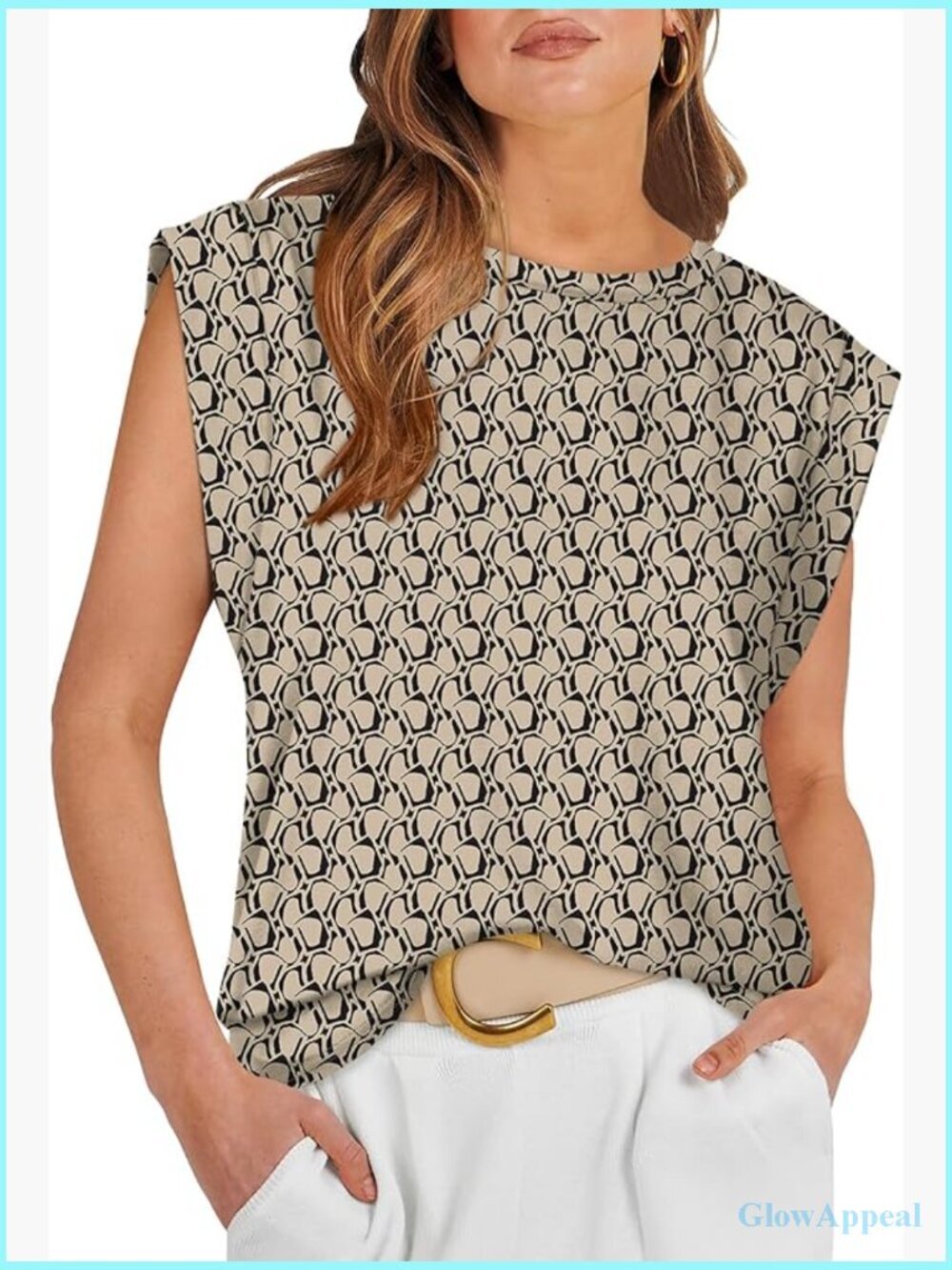 Cap Sleeve Crew Neck Tank Top Business Casual Loose Fit Summer Tee